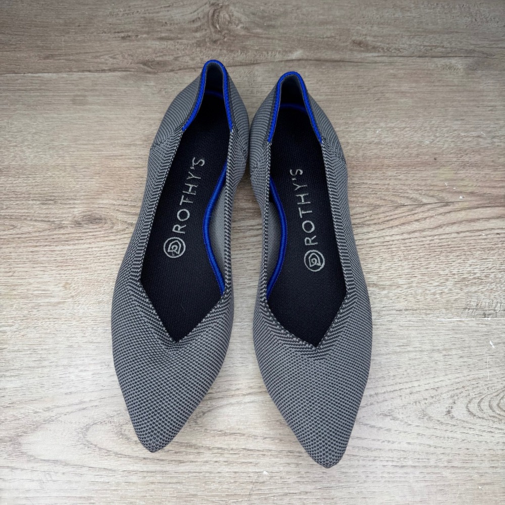 Rothy's The Point Charcoal Grey Knit Pointed Toe Flats Size 7.5